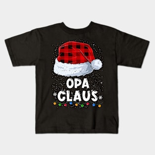 Opa Claus Red Plaid Christmas Santa Family Matching Pajama Kids T-Shirt